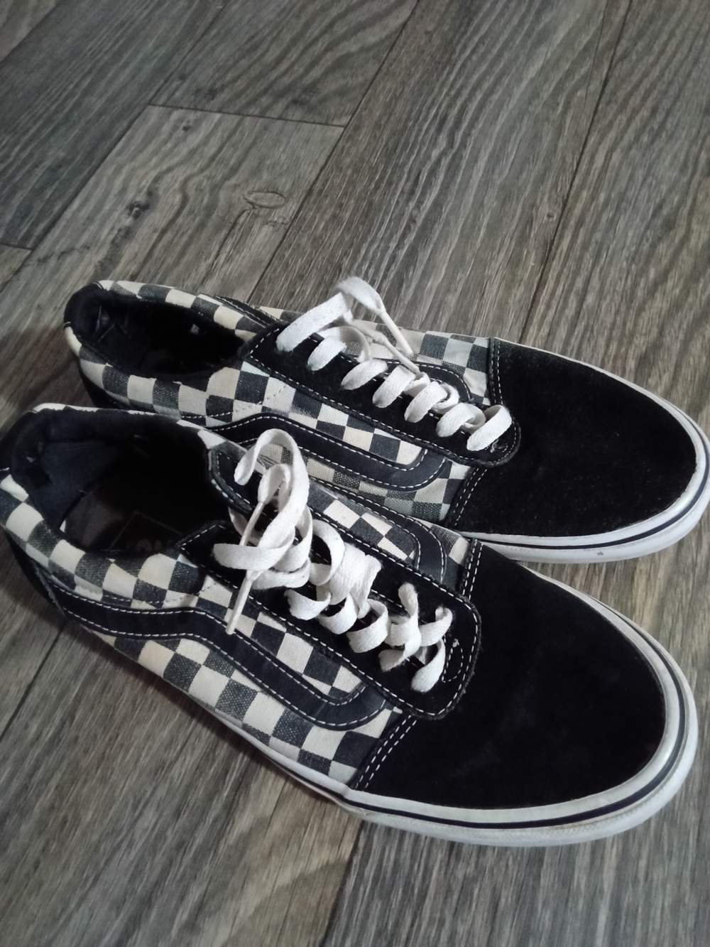 Vans Black and White Checkerboard Low-Top Sneakers